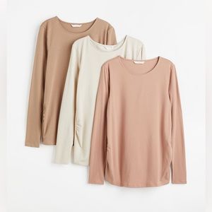 H&M Mama 3-pack long sleeve jersey tops EUC maternity shirt Size S